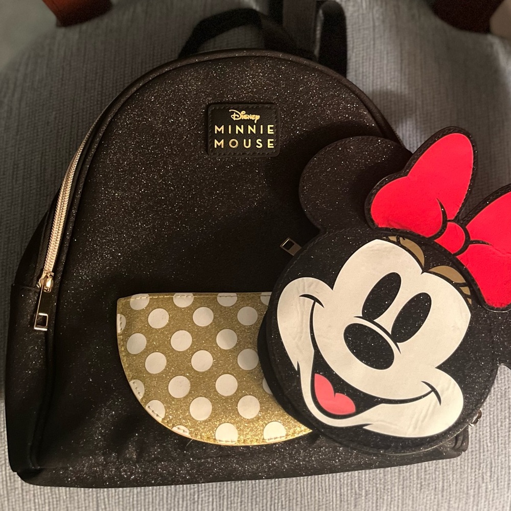 Disney Minnie Mouse Sparkle Backpack with Mini Change Purse